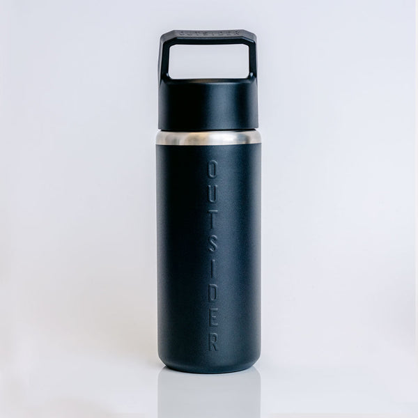 Outsider The All Day 26 Ounce Insulated Travel Water Bottle Tumbler with Easy Carry Handle Lid in Matte Black