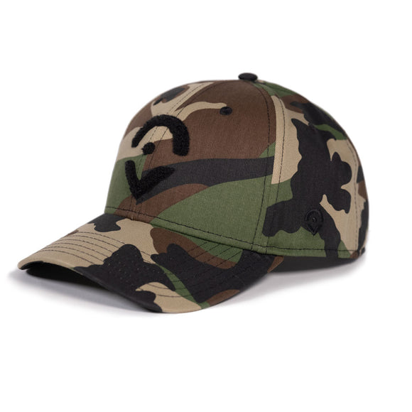 Outsider Camo Adjustable Snapback Cotton Twill Hat with a black logo