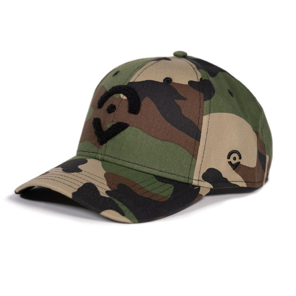 Outsider Camo Adjustable Snapback Cotton Twill Hat with a black logo variation 2
