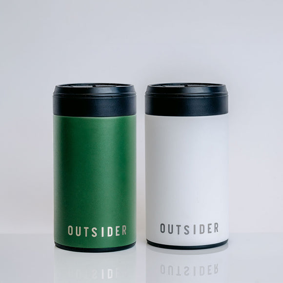Outsider The PM 2-pack of stainless steel insulated adult beverage coolers in matte green and matte white