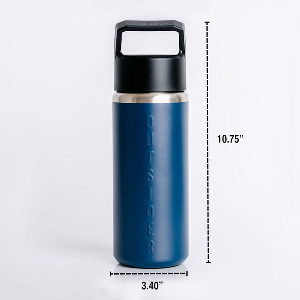 The Outsider All Day Triple Vacuum Insulated Travel Stainless Steel Water Bottle in Matte Navy Blue Dimensions