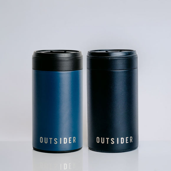 Outsider The PM 2-pack of stainless steel insulated adult beverage coolers in matte black and matte navy blue