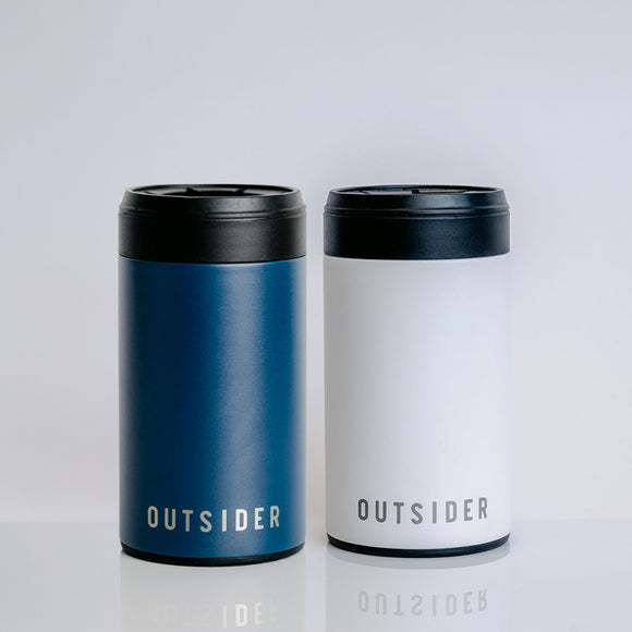 Outsider The PM 2-pack of stainless steel insulated adult beverage coolers in matte navy blue and matte white