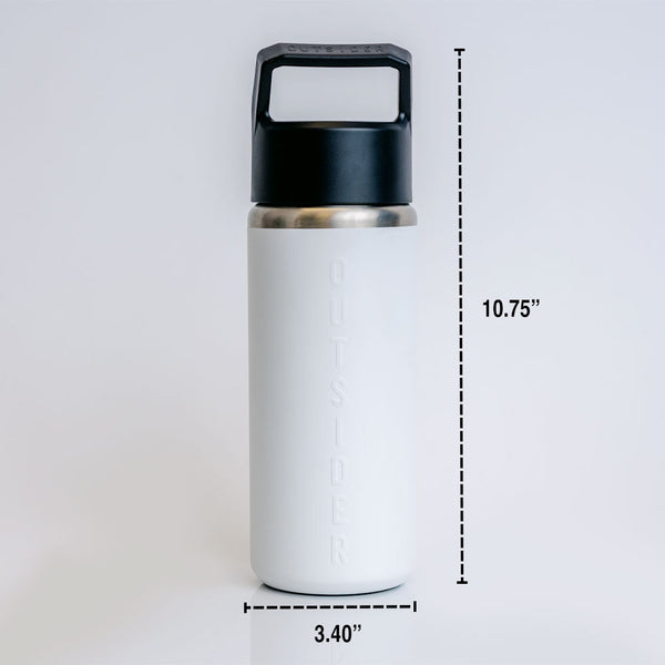 The Outsider All Day Triple Vacuum Insulated Travel Stainless Steel Water Bottle in Matte White Dimensions