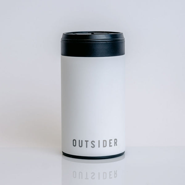 Outsider The PM stainless steel insulated adult beverage cooler in matte white great for beer, seltzer, bottles, and cans