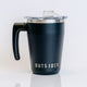 Outsider Black Insulated Stainless Steel Travel Coffee Cup with rotating handle front view