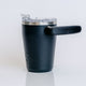 Outsider Black Insulated Stainless Steel Travel Coffee Cup with rotating handle side view